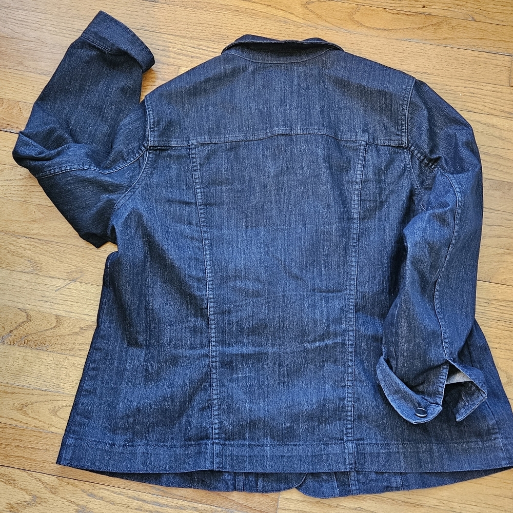 Croft & Barrow Casual Jean Jacket, Womens Plus 1X Dark Wash Denim - Picture 7 of 13